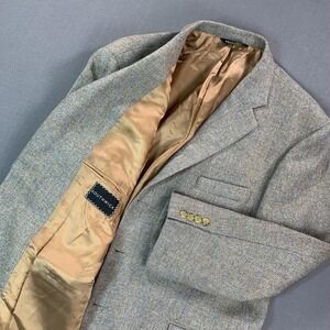 Southwick Blazer Mens 50R Beige Herringbone Wool Tweed Sport Coat Made In USA